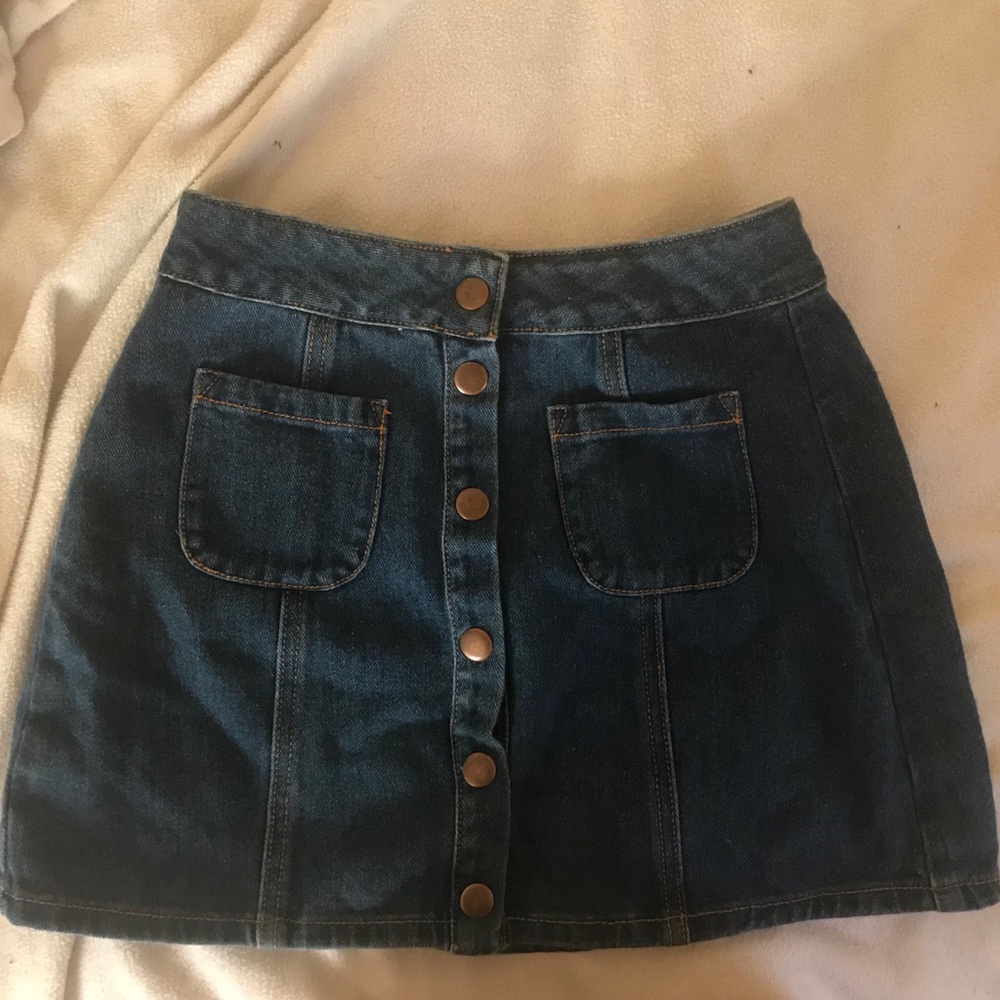 denim button down skirt